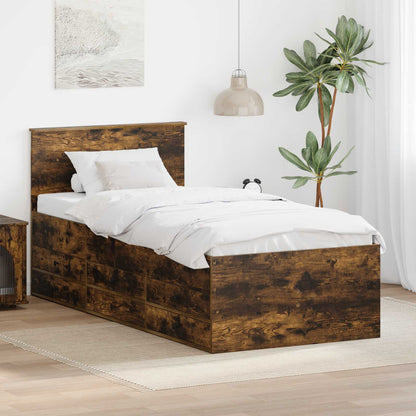 vidaXL Tagesbett Geräucherte Eiche und Schwarz 90 x 200 cm