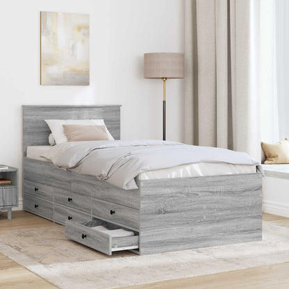 vidaXL Tagesbett Grau Sonoma und Schwarz 90 x 200 cm Holzwerkstoff