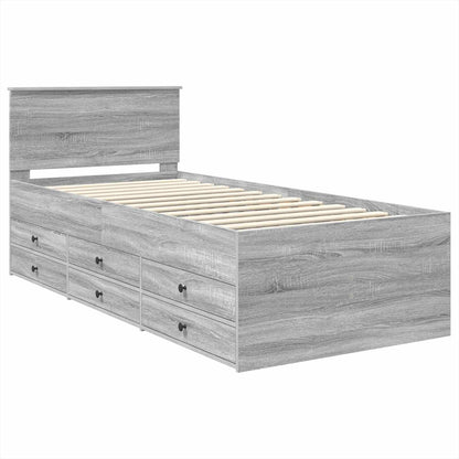 vidaXL Tagesbett Grau Sonoma und Schwarz 90 x 200 cm Holzwerkstoff