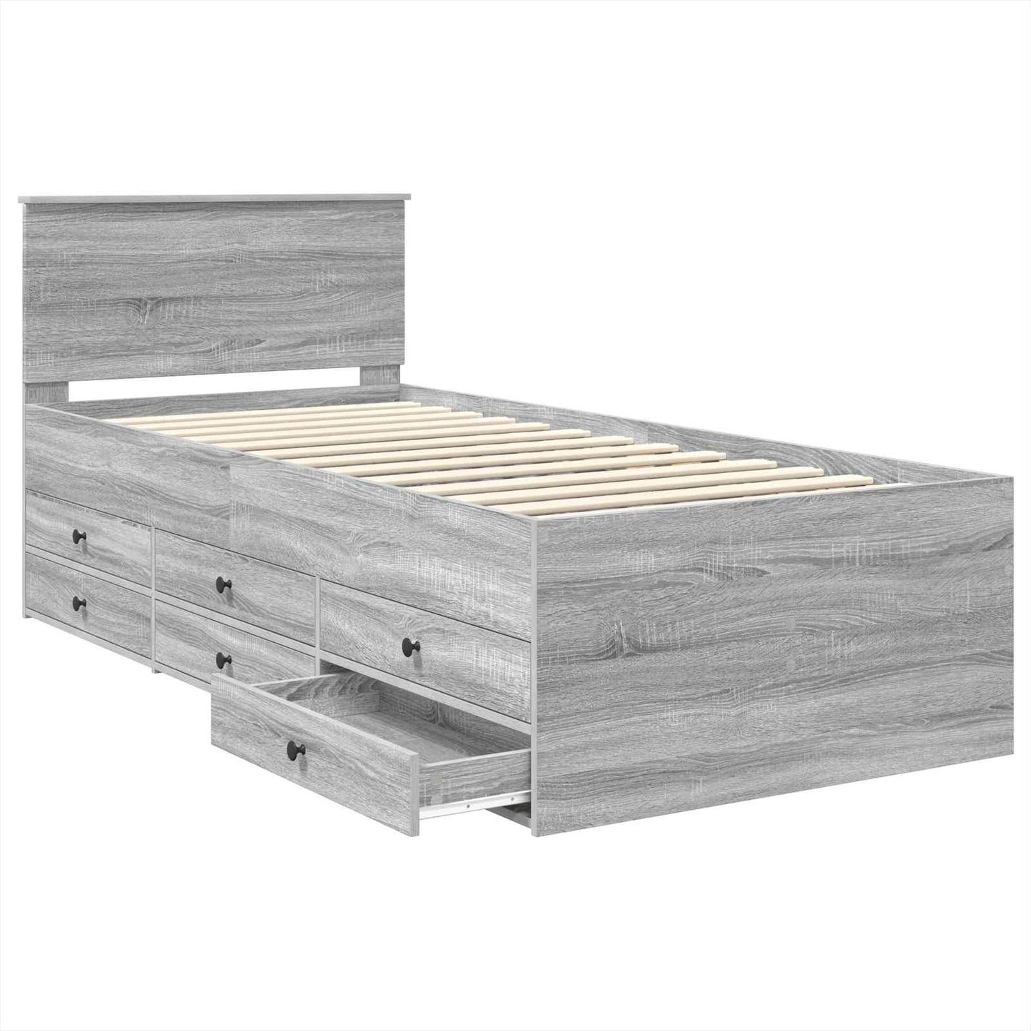 vidaXL Tagesbett Grau Sonoma und Schwarz 90 x 200 cm Holzwerkstoff