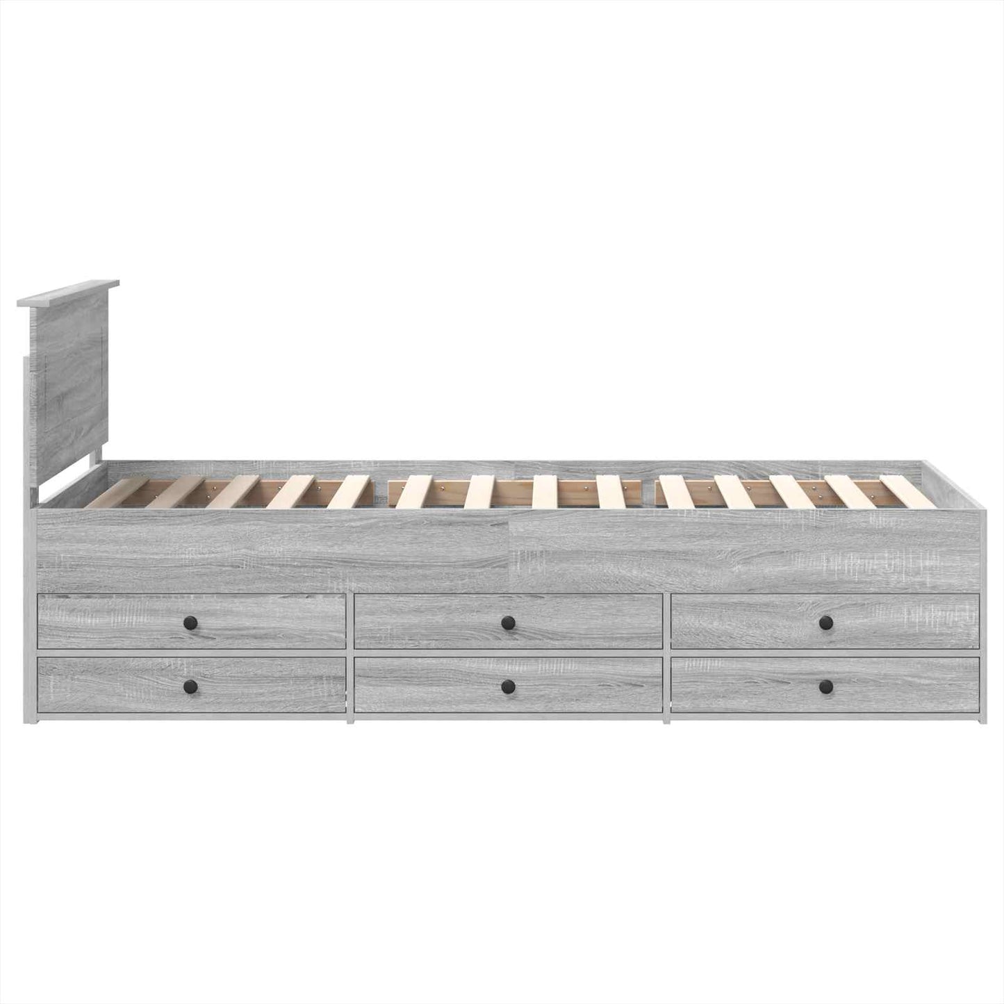 vidaXL Tagesbett Grau Sonoma und Schwarz 90 x 200 cm Holzwerkstoff