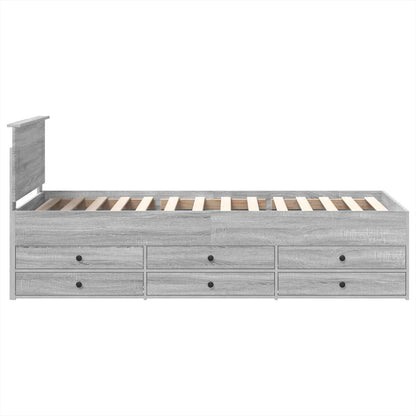 vidaXL Tagesbett Grau Sonoma und Schwarz 90 x 200 cm Holzwerkstoff