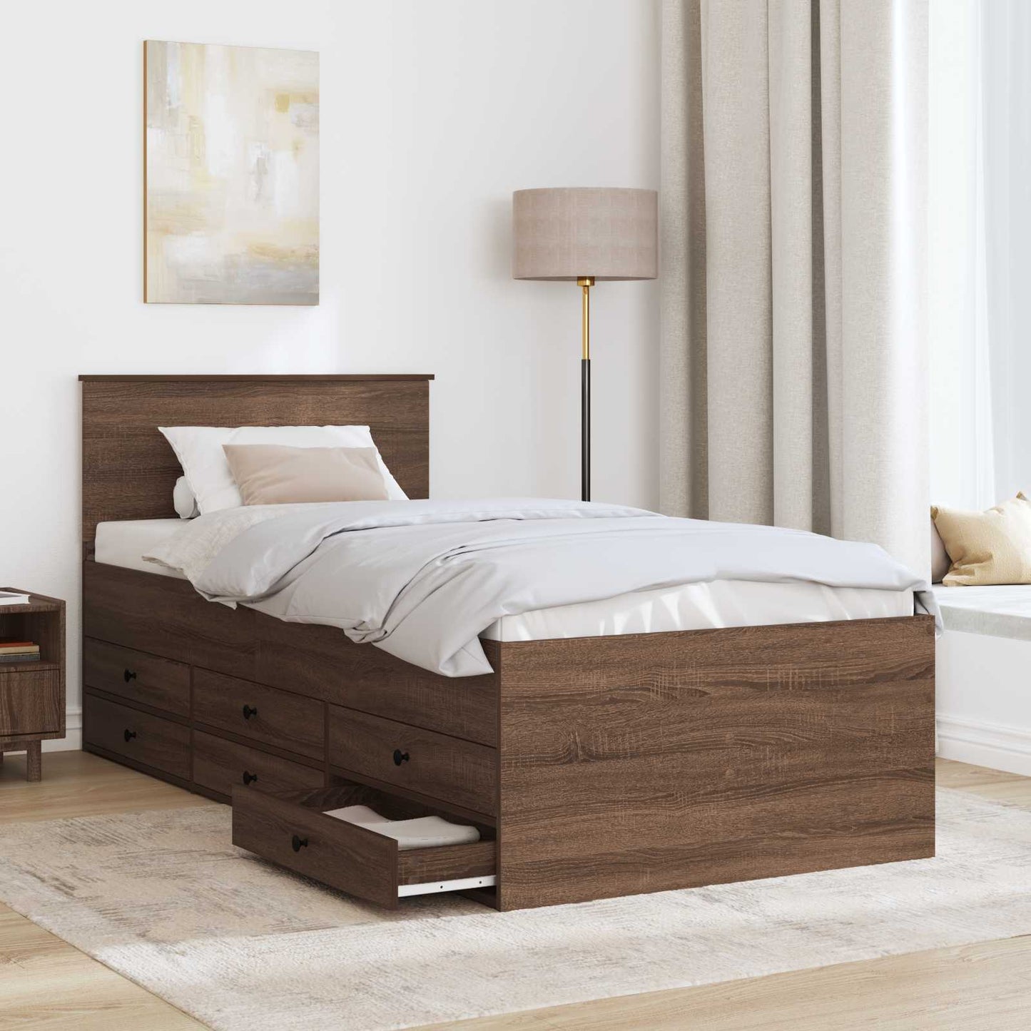 vidaXL Tagesbett Braun Eiche und Schwarz 90 x 200 cm Holzwerkstoff