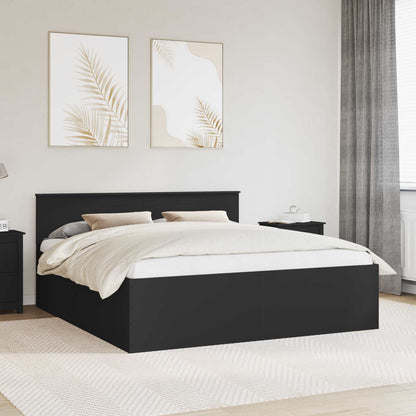 vidaXL Bettrahmen mit Kopfteil Schwarz 200 x 200 cm Holzwerkstoff
