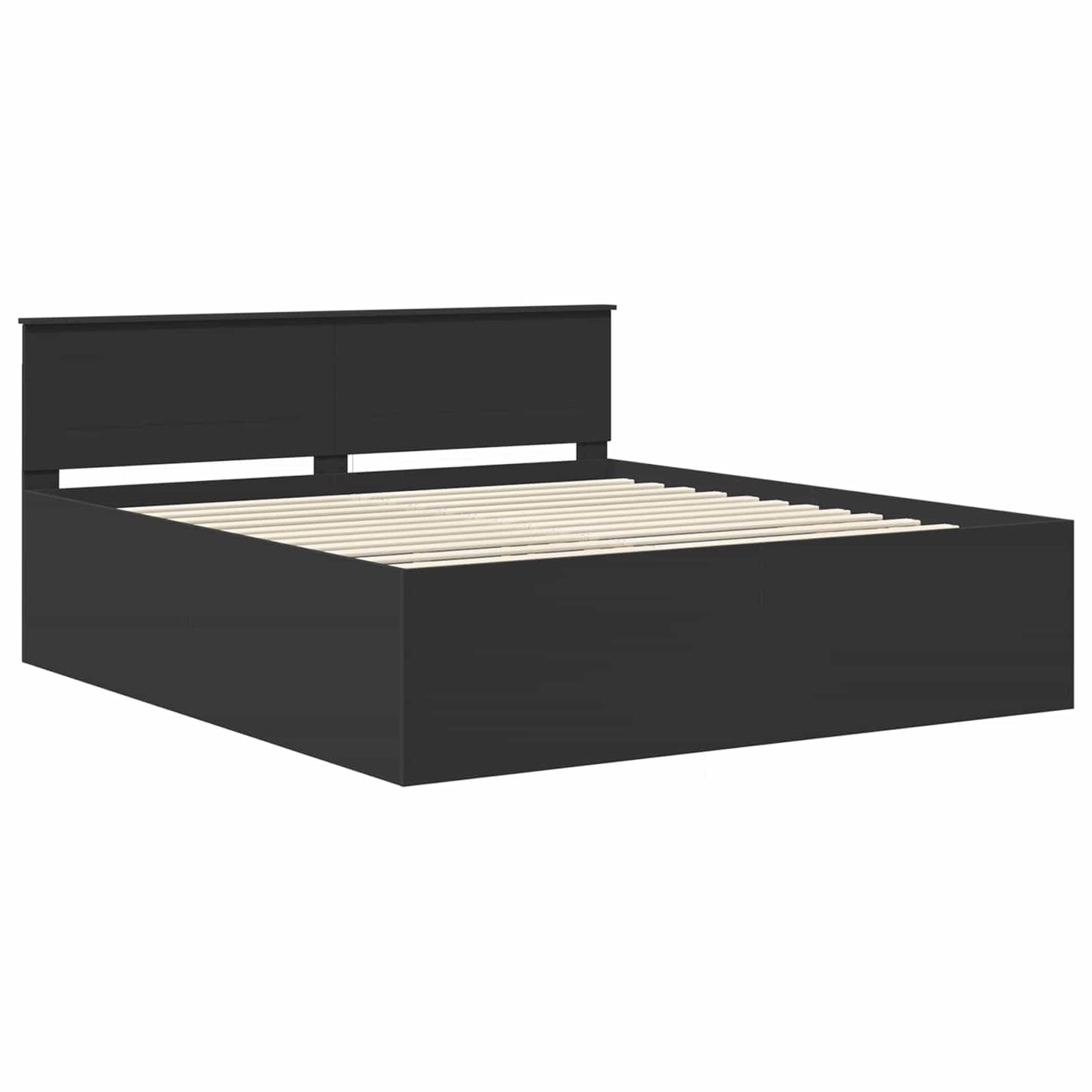 vidaXL Bettrahmen mit Kopfteil Schwarz 200 x 200 cm Holzwerkstoff