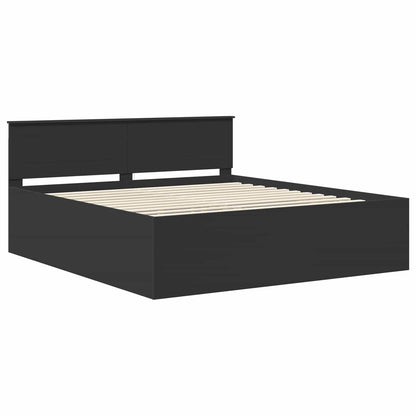 vidaXL Bettrahmen mit Kopfteil Schwarz 200 x 200 cm Holzwerkstoff