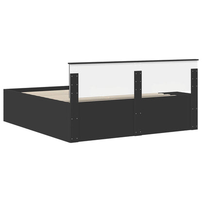 vidaXL Bettrahmen mit Kopfteil Schwarz 200 x 200 cm Holzwerkstoff