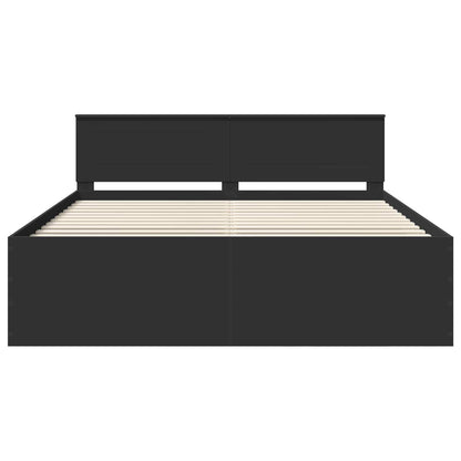 vidaXL Bettrahmen mit Kopfteil Schwarz 200 x 200 cm Holzwerkstoff