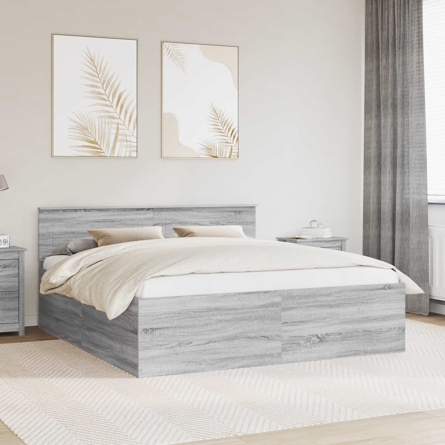 vidaXL Bettrahmen Graues Sonoma 200 x 200 cm Holzwerkstoff