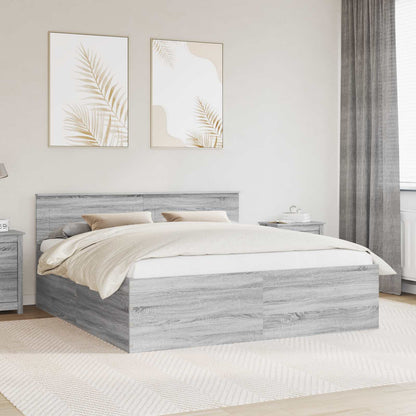 vidaXL Bettrahmen Graues Sonoma 200 x 200 cm Holzwerkstoff