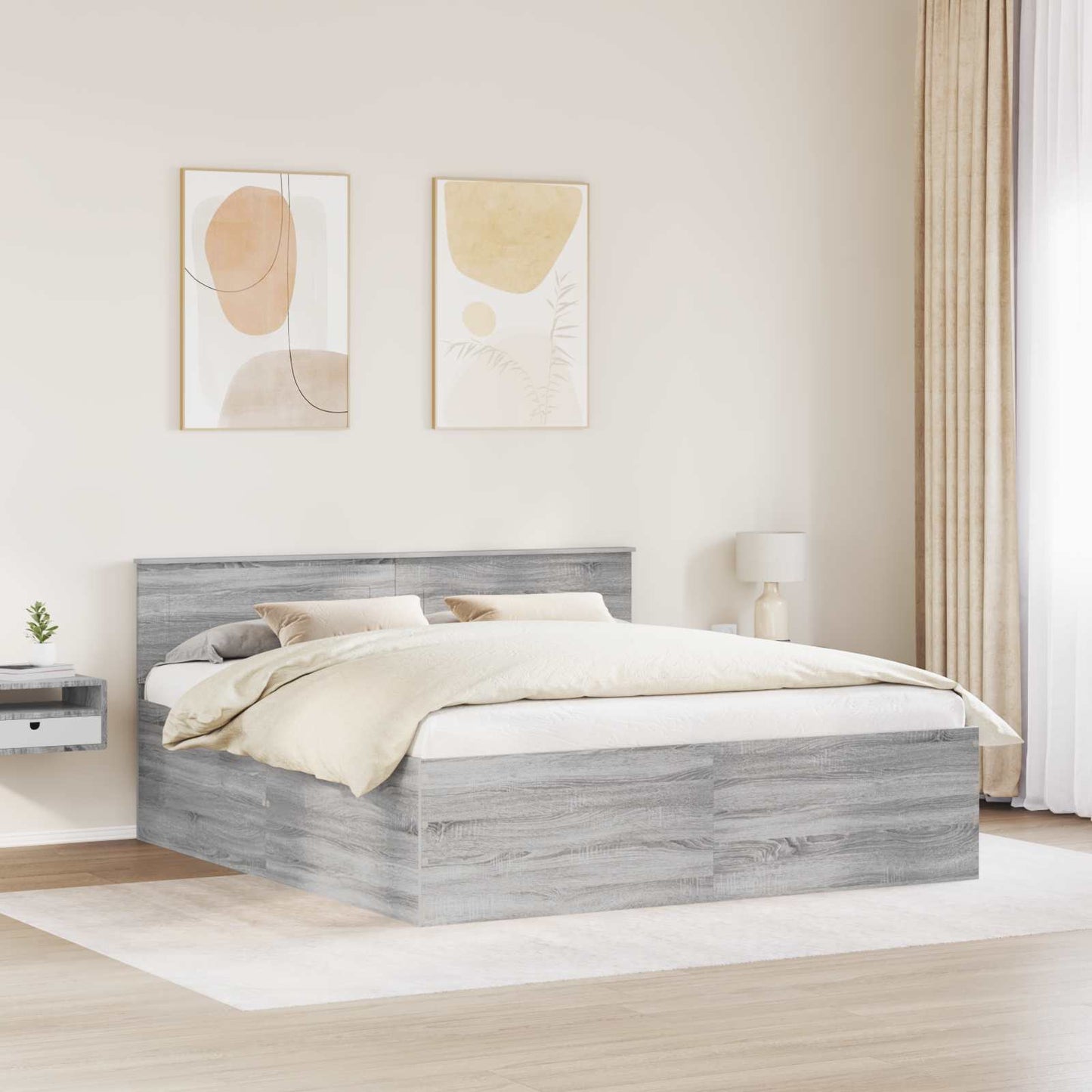 vidaXL Bettrahmen Graues Sonoma 200 x 200 cm Holzwerkstoff