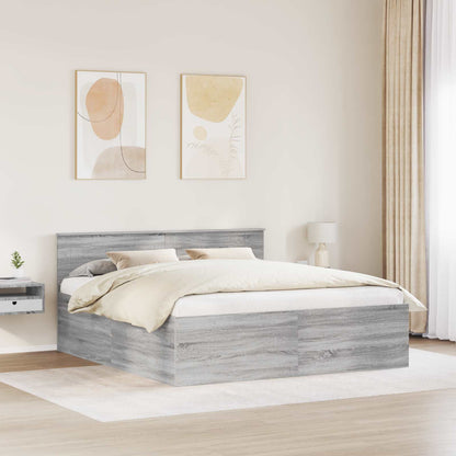 vidaXL Bettrahmen Graues Sonoma 200 x 200 cm Holzwerkstoff