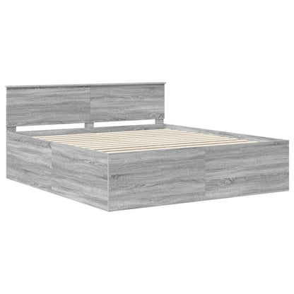 vidaXL Bettrahmen Graues Sonoma 200 x 200 cm Holzwerkstoff