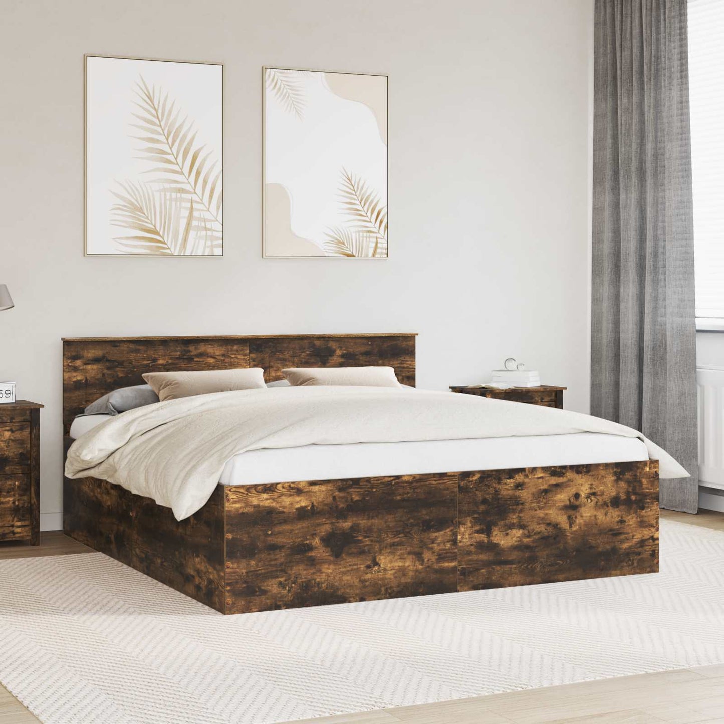 vidaXL Bettrahmen Geräucherte Eiche 180 x 200 cm Holzwerkstoff
