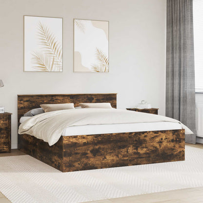 vidaXL Bettrahmen Geräucherte Eiche 180 x 200 cm Holzwerkstoff