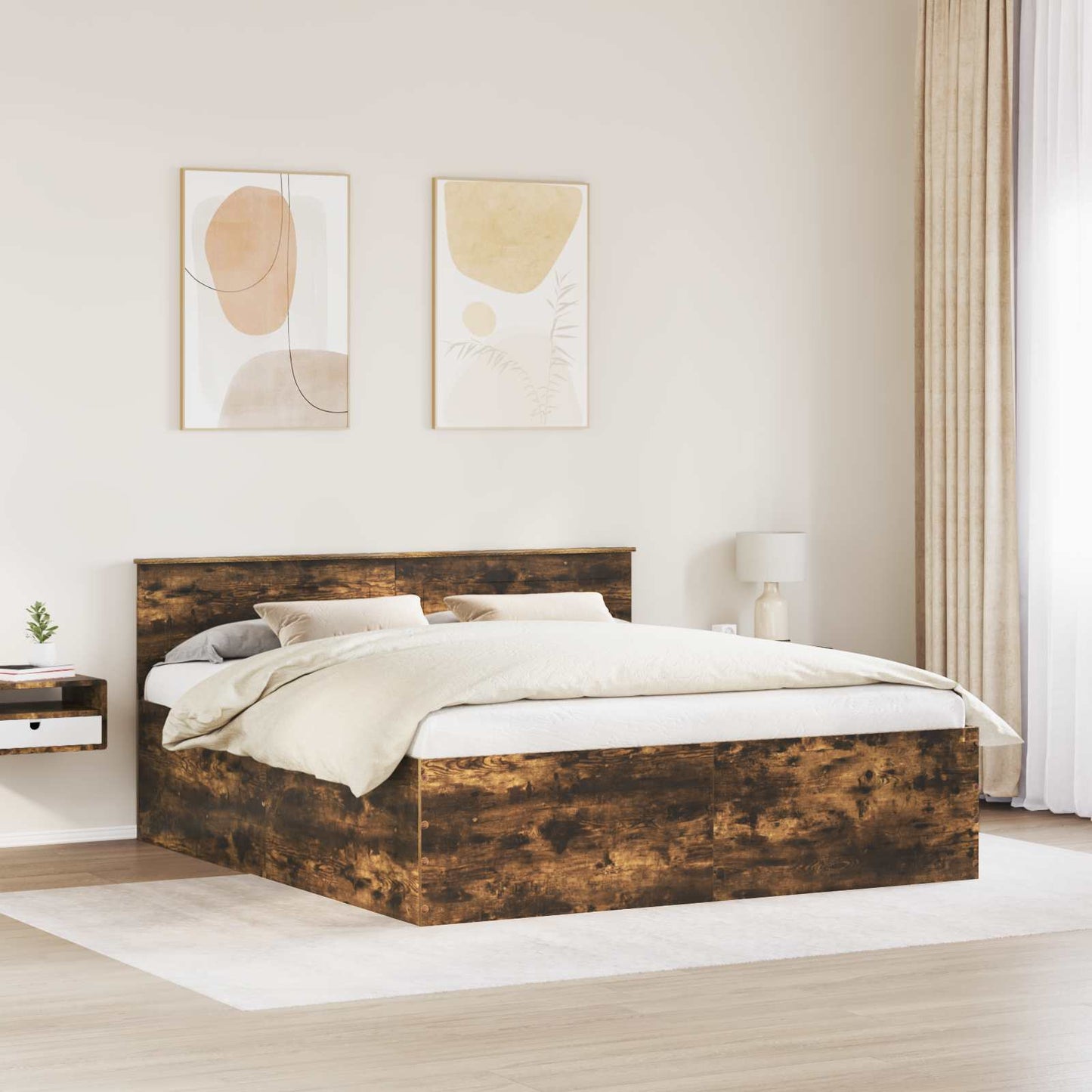 vidaXL Bettrahmen Geräucherte Eiche 180 x 200 cm Holzwerkstoff