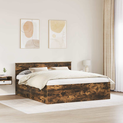 vidaXL Bettrahmen Geräucherte Eiche 180 x 200 cm Holzwerkstoff