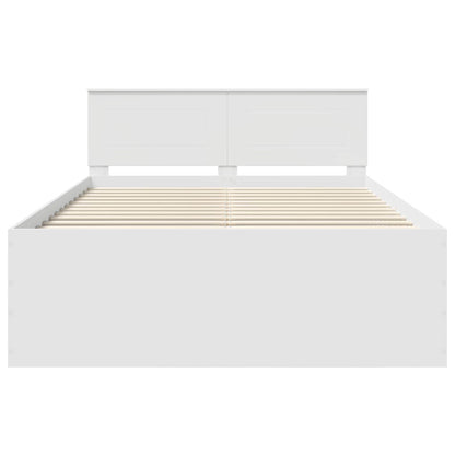 Bettrahmen mit Kopfteil Weiß 150 x 200 cm Holzwerkstoff