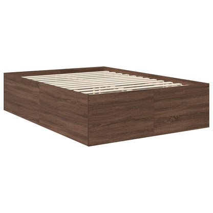 vidaXL Bettrahmen Braun Eichen-Optik 150 x 200 cm Holzwerkstoff