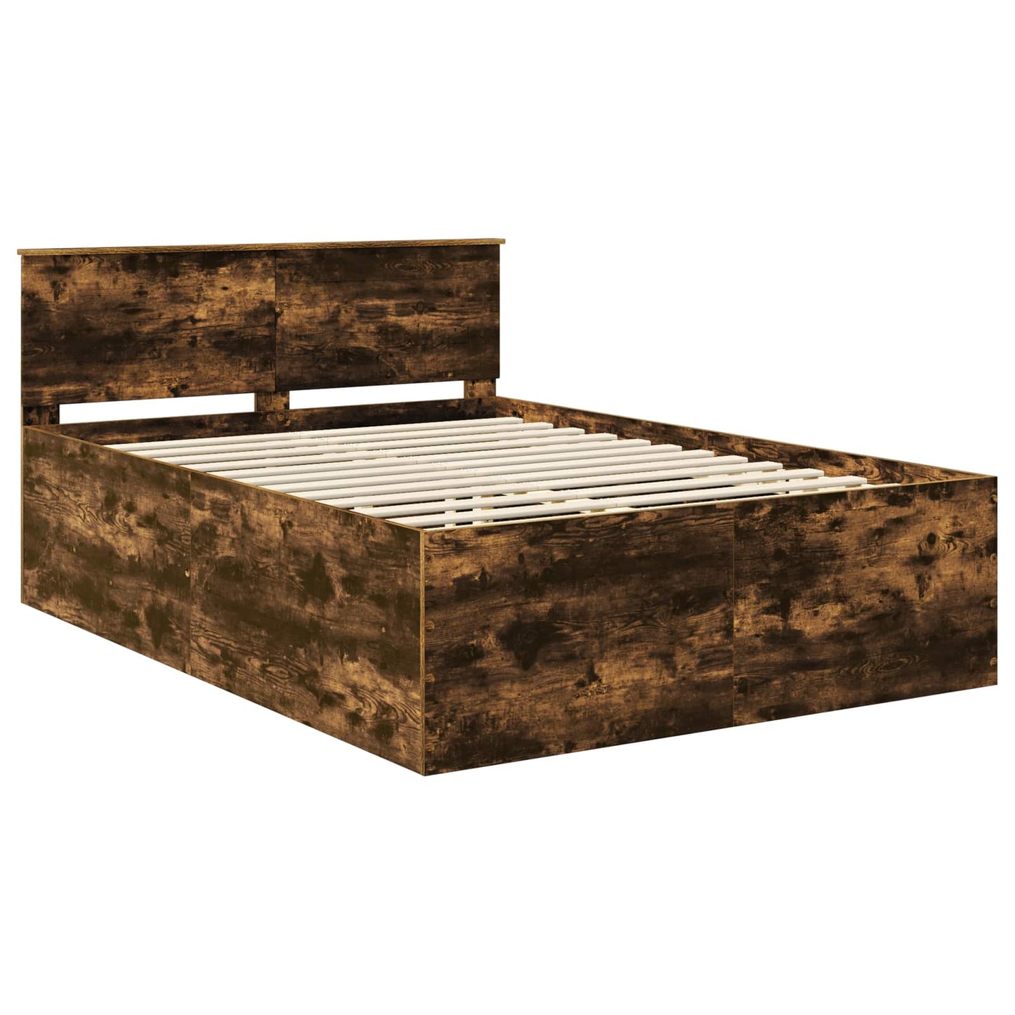 vidaXL Bettrahmen Geräucherte Eiche 140 x 190 cm Holzwerkstoff