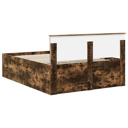 vidaXL Bettrahmen Geräucherte Eiche 140 x 190 cm Holzwerkstoff