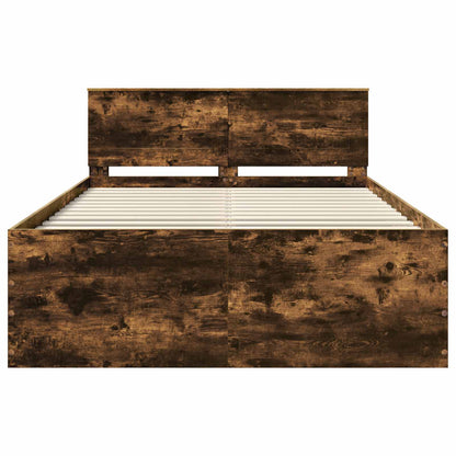 vidaXL Bettrahmen Geräucherte Eiche 140 x 190 cm Holzwerkstoff