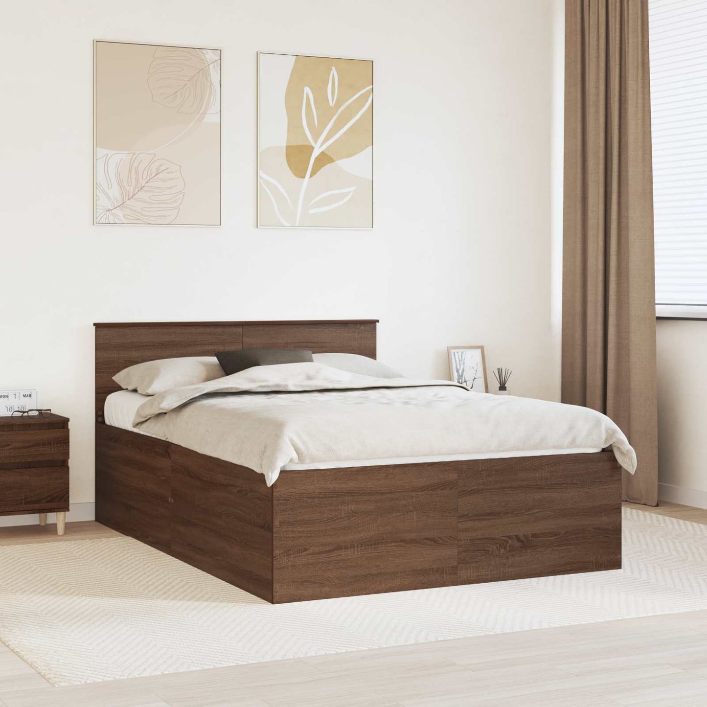 vidaXL Bettrahmen Braun Eichen-Optik 140 x 200 cm Holzwerkstoff