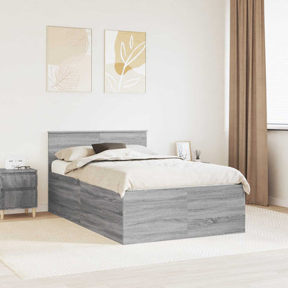 vidaXL Bettrahmen Graues Sonoma 135 x 190 cm Holzwerkstoff