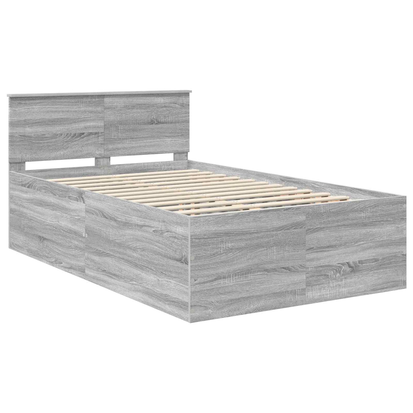 vidaXL Bettrahmen Graues Sonoma 135 x 190 cm Holzwerkstoff