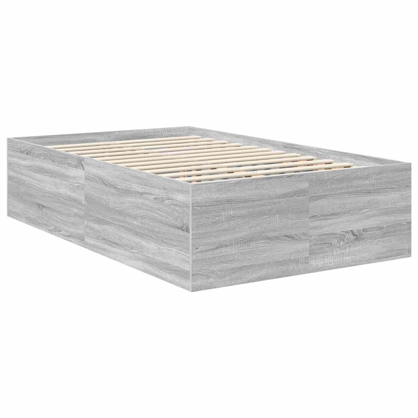vidaXL Bettrahmen Graues Sonoma 135 x 190 cm Holzwerkstoff