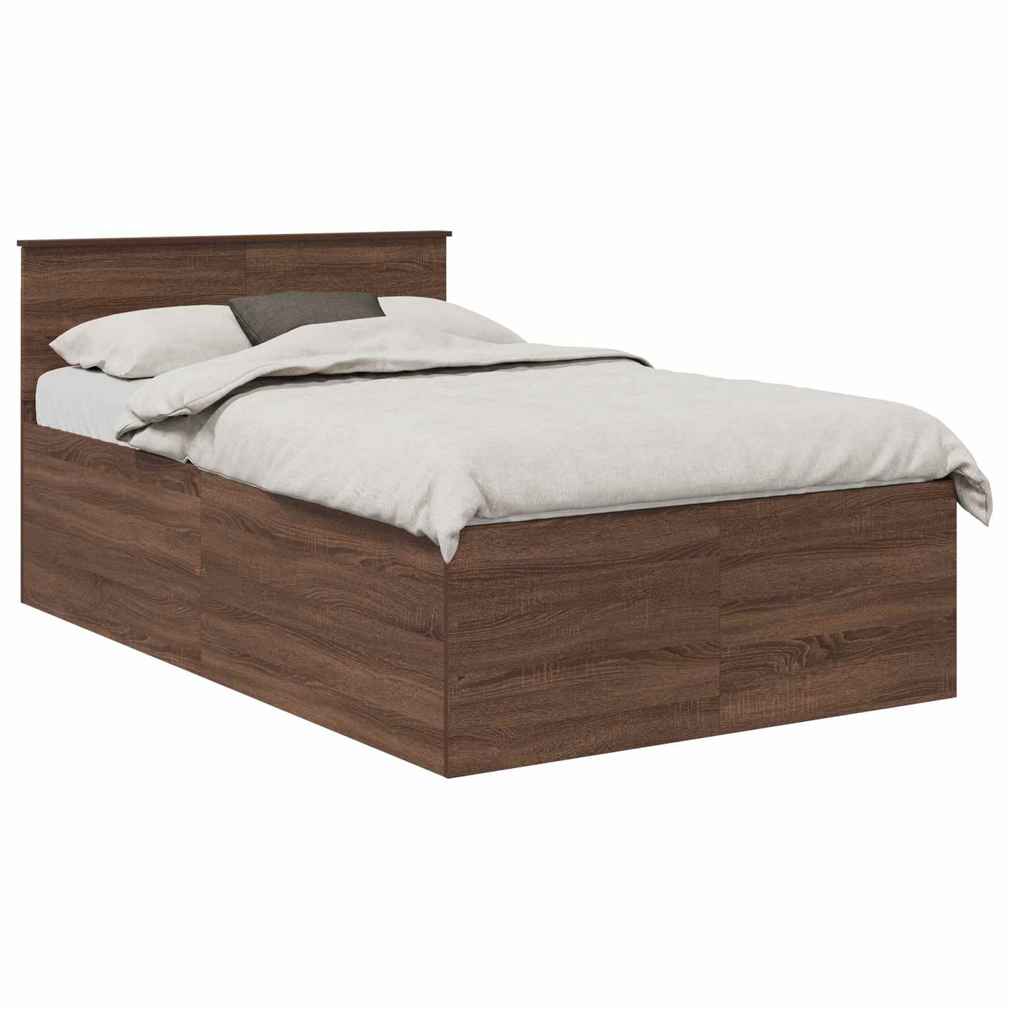vidaXL Bettrahmen Braun Eichen-Optik 135 x 190 cm Holzwerkstoff