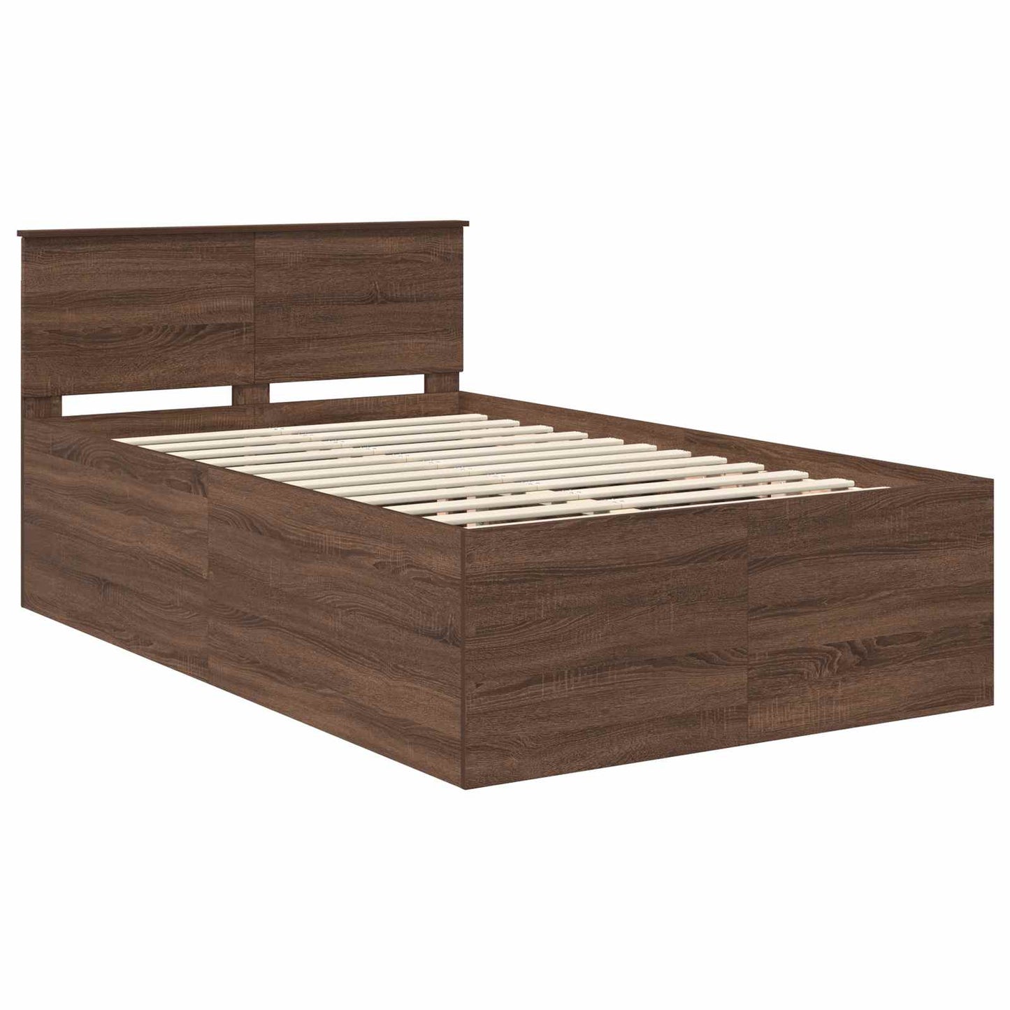 vidaXL Bettrahmen Braun Eichen-Optik 135 x 190 cm Holzwerkstoff