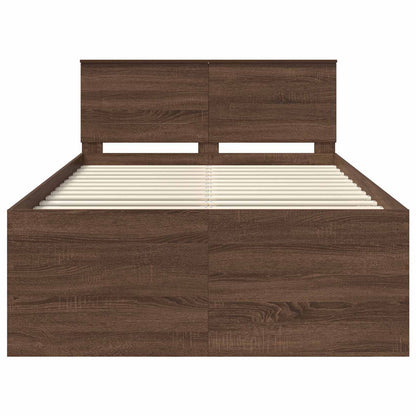 vidaXL Bettrahmen Braun Eichen-Optik 135 x 190 cm Holzwerkstoff
