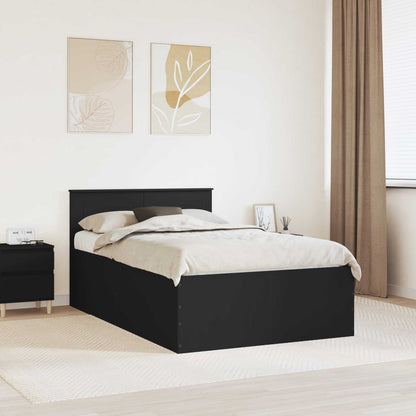 vidaXL Bettrahmen mit Kopfteil Schwarz 120 x 190 cm Holzwerkstoff