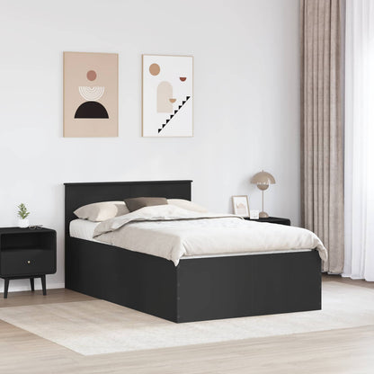 vidaXL Bettrahmen mit Kopfteil Schwarz 120 x 190 cm Holzwerkstoff
