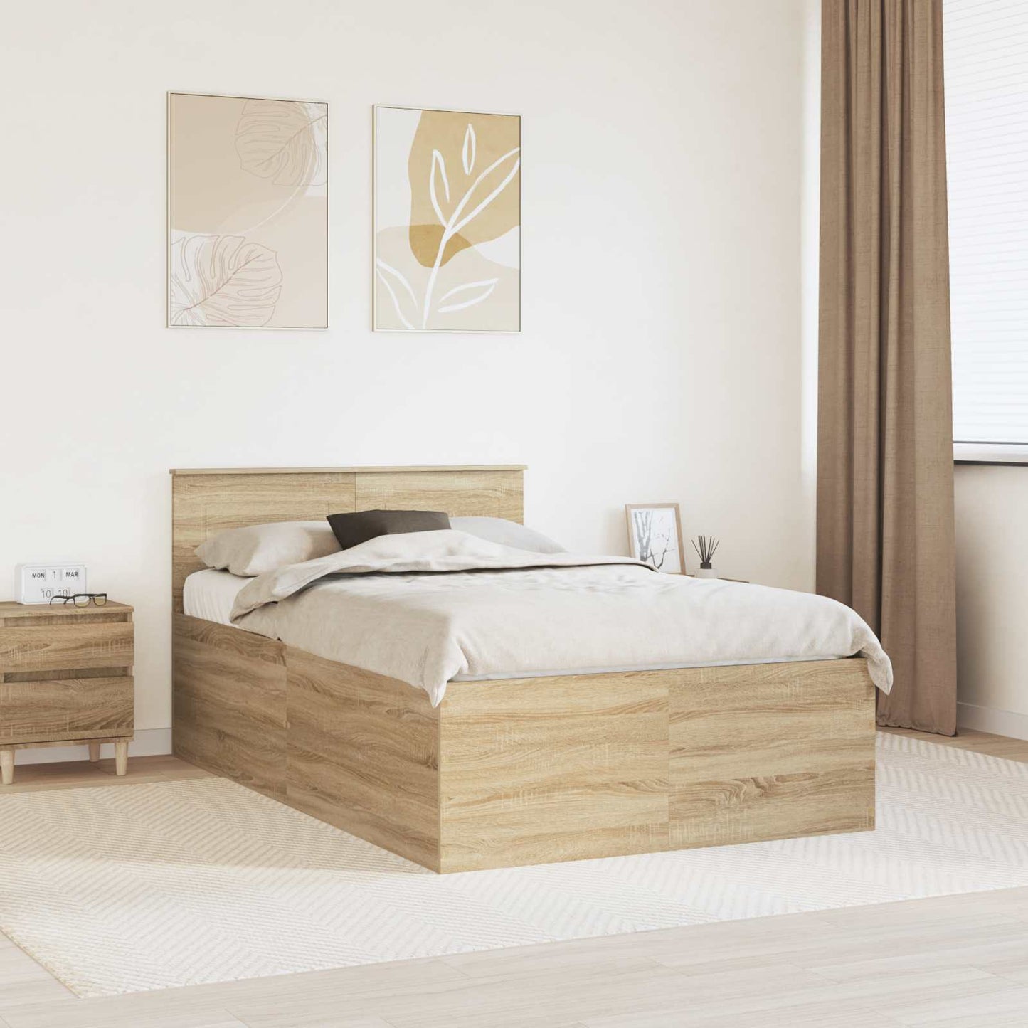 vidaXL Bettrahmen mit Kopfteil Sonoma-Eiche 120 x 190 cm Holzwerkstoff
