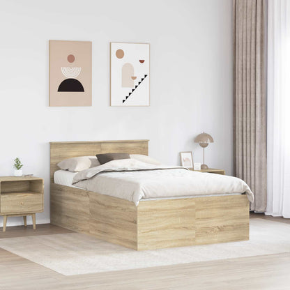 vidaXL Bettrahmen mit Kopfteil Sonoma-Eiche 120 x 190 cm Holzwerkstoff