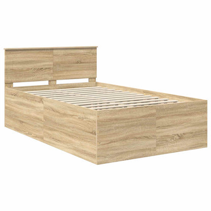 vidaXL Bettrahmen mit Kopfteil Sonoma-Eiche 120 x 190 cm Holzwerkstoff