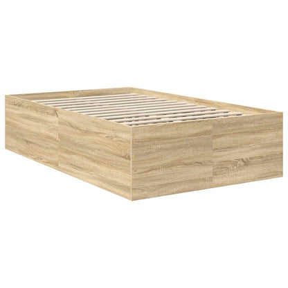 vidaXL Bettrahmen mit Kopfteil Sonoma-Eiche 120 x 190 cm Holzwerkstoff