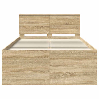 vidaXL Bettrahmen mit Kopfteil Sonoma-Eiche 120 x 190 cm Holzwerkstoff