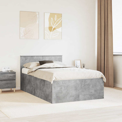 vidaXL Bettrahmen mit Kopfteil Beton Grau 120 x 190 cm Holzwerkstoff