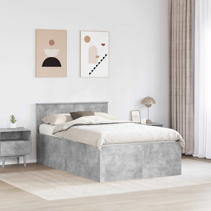 vidaXL Bettrahmen mit Kopfteil Beton Grau 120 x 190 cm Holzwerkstoff