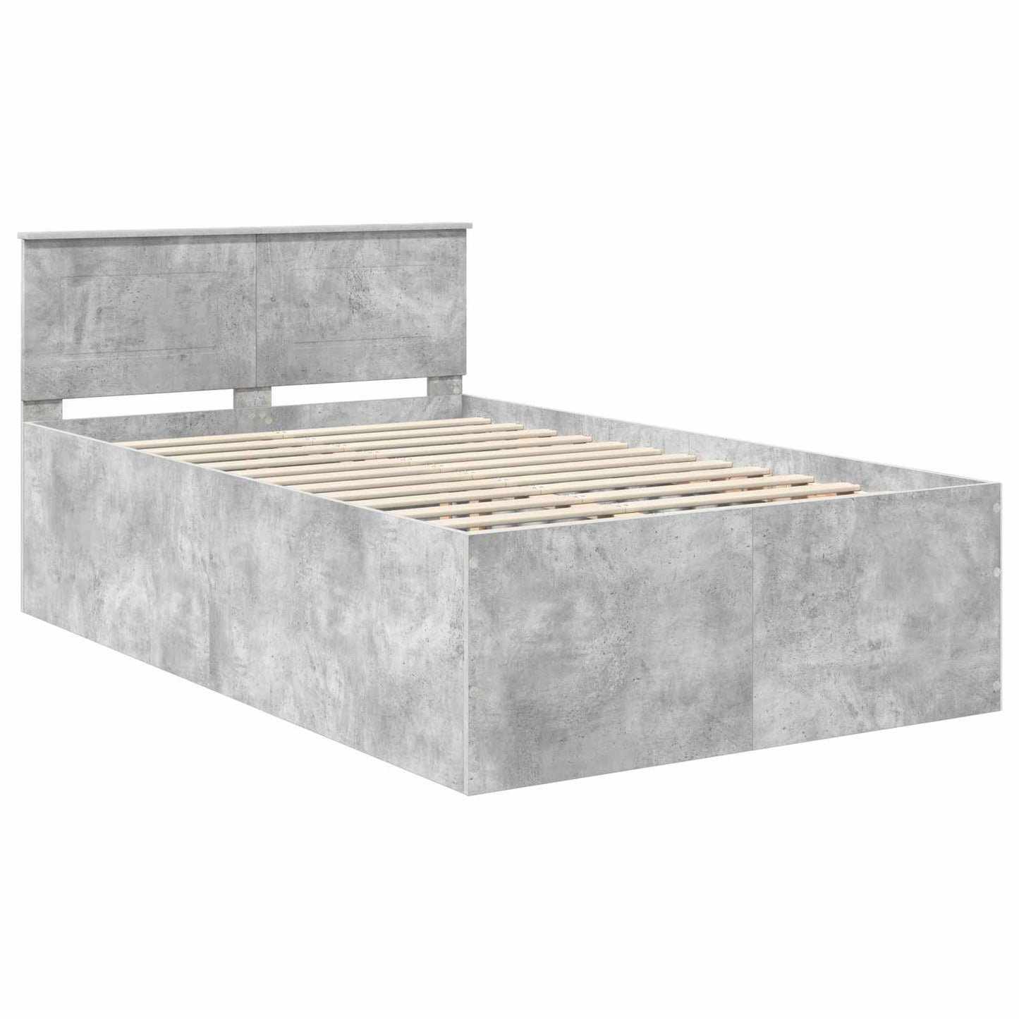 vidaXL Bettrahmen mit Kopfteil Beton Grau 120 x 190 cm Holzwerkstoff