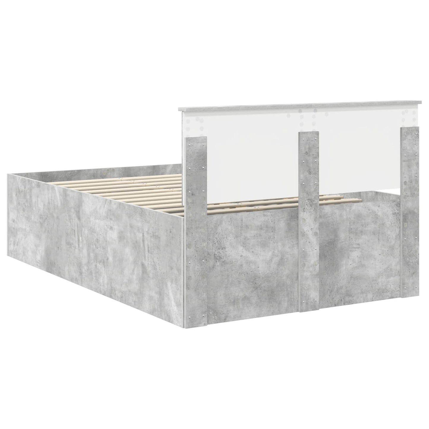 vidaXL Bettrahmen mit Kopfteil Beton Grau 120 x 190 cm Holzwerkstoff