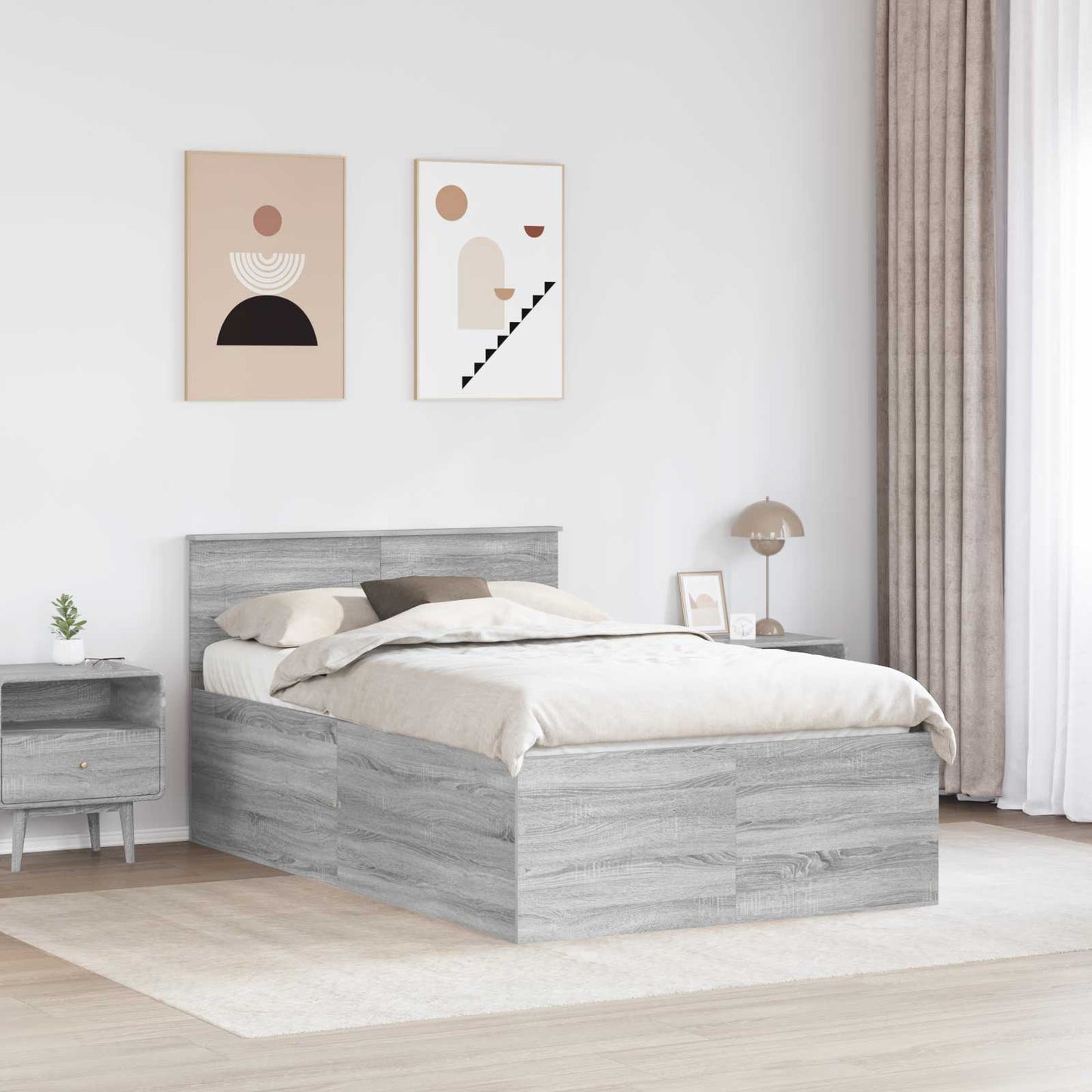 vidaXL Bettrahmen Graues Sonoma 120 x 190 cm Holzwerkstoff