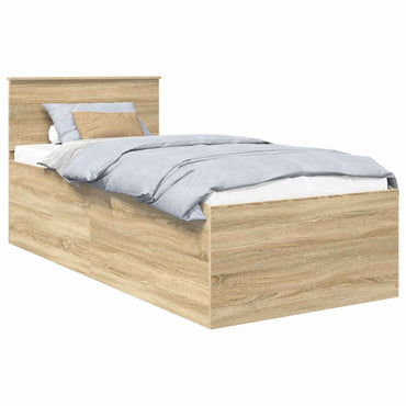 vidaXL Bettrahmen mit Kopfteil Sonoma-Eiche 120 x 200 cm Holzwerkstoff