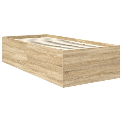 vidaXL Bettrahmen mit Kopfteil Sonoma-Eiche 120 x 200 cm Holzwerkstoff