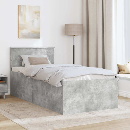 vidaXL Bettrahmen mit Kopfteil Beton Grau 120 x 200 cm Holzwerkstoff