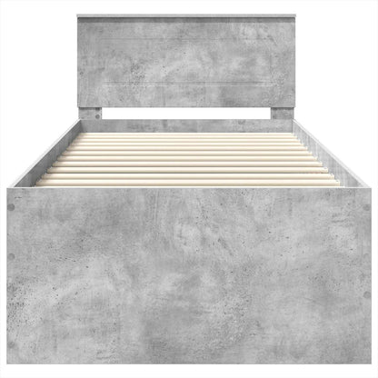 vidaXL Bettrahmen mit Kopfteil Beton Grau 120 x 200 cm Holzwerkstoff