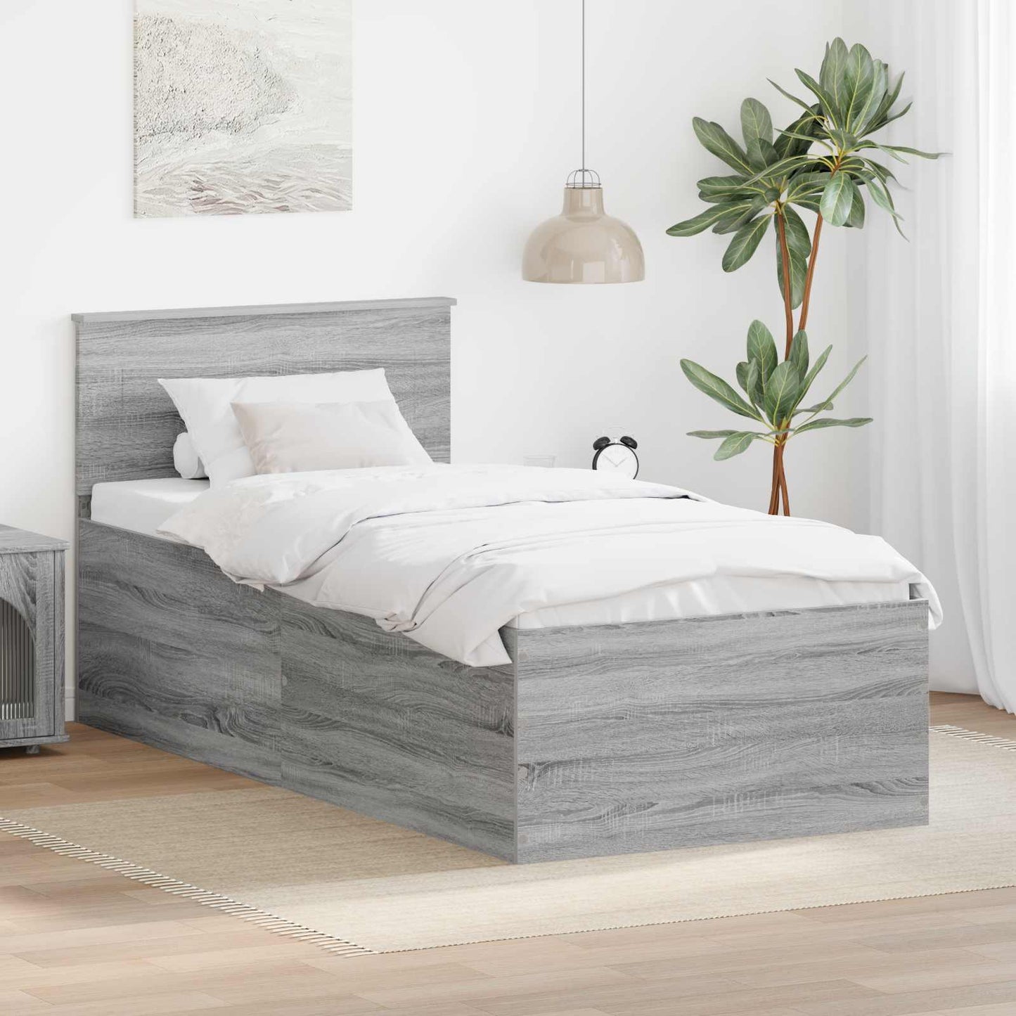 vidaXL Cadre de lit Gris Sonoma 120 x 200 cm Bois d'ingénierie